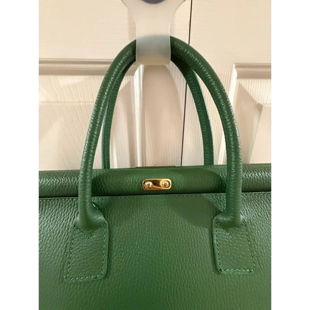 Italian Leather Green Satchel Shoulder Bag Made in Italy - Picture 9 of 17